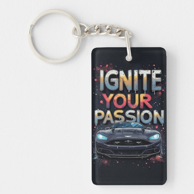 Luxury Car Graphic And Dynamic Colour Splash Key Ring (Front)