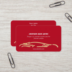 Luxury Car logo - Gold Sportscar, red template Business Card