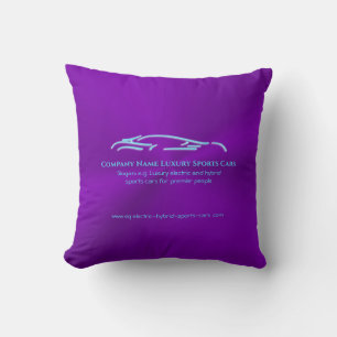 Luxury Car logo - Ice Blue Sports Car on purple Cushion