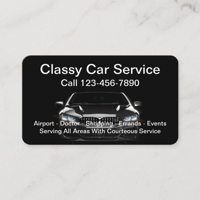 Luxury Car Taxi Service Business Card (Front)