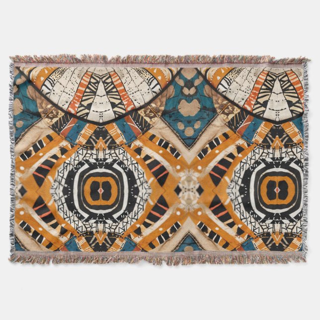 Luxury Caribbean Multicolor Design Throw Blanket (Front)