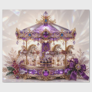 Luxury Carousel Purple Christmas Wrapping Paper