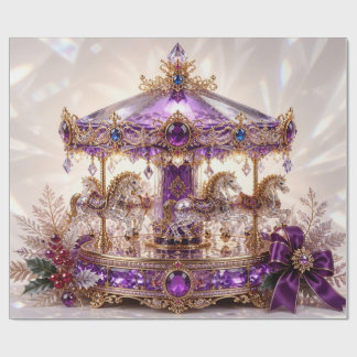 Luxury Carousel Purple Christmas Wrapping Paper