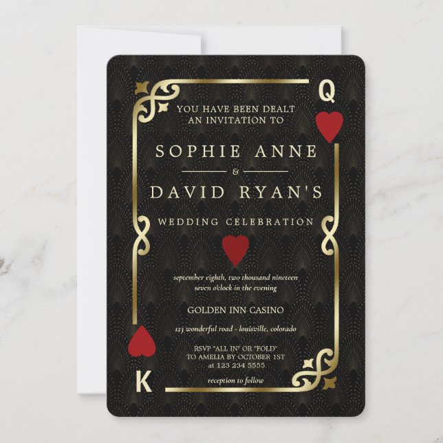 Luxury Casino Night Las Vegas Poker Wedding Invitation (Front)