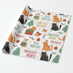 Luxury Cat Christmas Wrapping Paper Festive Feline