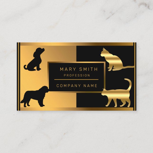 Luxury Cat Dog Veterinarian Add Your Text Business Business Card (Front)