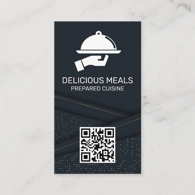 Luxury Catering Service | Abstract Panel | QR Code Business Card (Front)