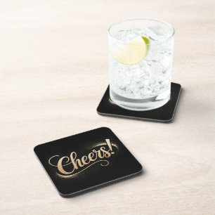 Luxury Celebration Greeting: Elegant Gold Script Coaster