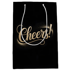 Luxury Celebration Greeting: Elegant Gold Script Medium Gift Bag