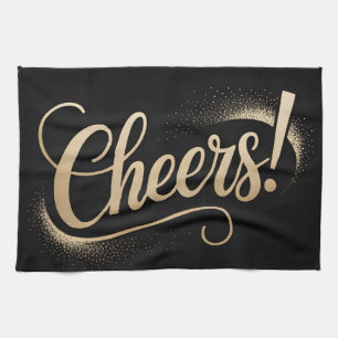 Luxury Celebration Greeting: Elegant Gold Script Tea Towel