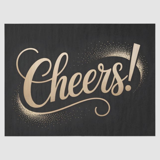 Luxury Celebration Greeting: Elegant Gold Script Tissue Paper (Front)