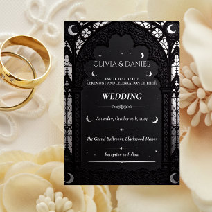 Luxury Celestial Cathedral Lace Gothic Wedding Invitation