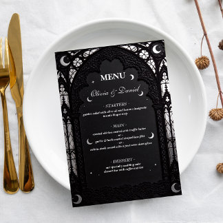 Luxury Celestial Cathedral Lace Gothic Wedding Menu