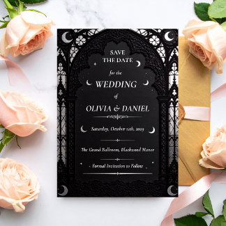 Luxury Celestial Cathedral Lace Gothic Wedding Save The Date