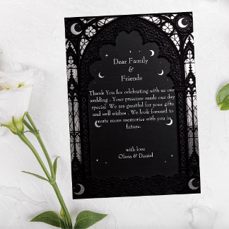 Luxury Celestial Cathedral Lace Gothic Wedding Thank You Card