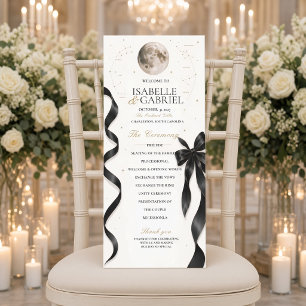 Luxury Celestial Moon Black Bow Wedding Program