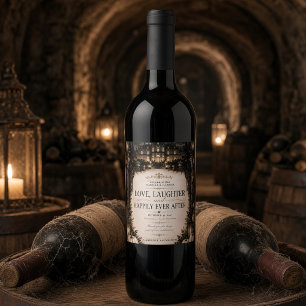 Luxury Celestial Moon Gothic Wedding Wine Label