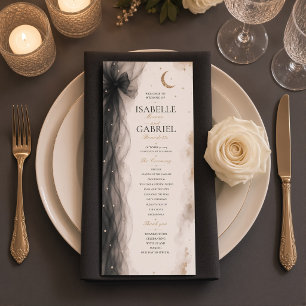 Luxury Celestial Moon Wedding Program Black