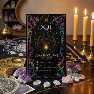 Luxury Celestial Reiki Healer Mystic Spiritual QR Business Card