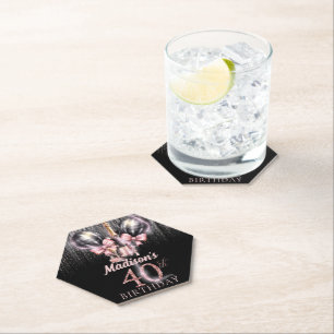 Luxury Champagne 40th Birthday Personalised Paper Coaster