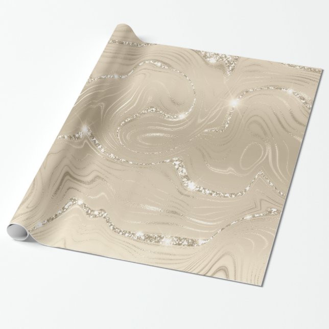 Luxury Champagne Background Beige Glitter  Wrapping Paper (Unrolled)