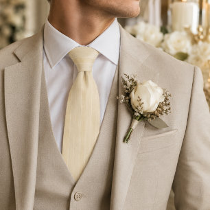 Luxury Champagne Cream Ribbed Jacquard Stripes Tie