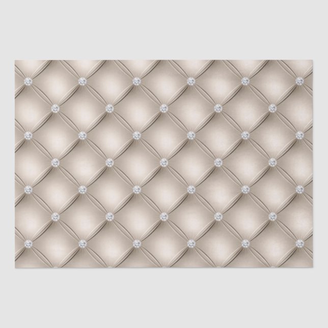 Luxury Champagne Diamond Tufted Pattern Tissue Paper (Front)