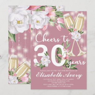 Luxury Champagne Floral 30th Birthday Party Invitation