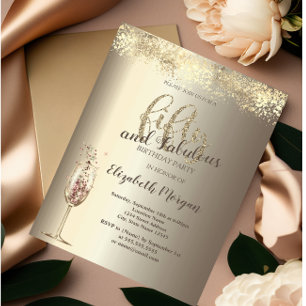 Luxury Champagne Glass Gold Confetti 50th Birthday Invitation
