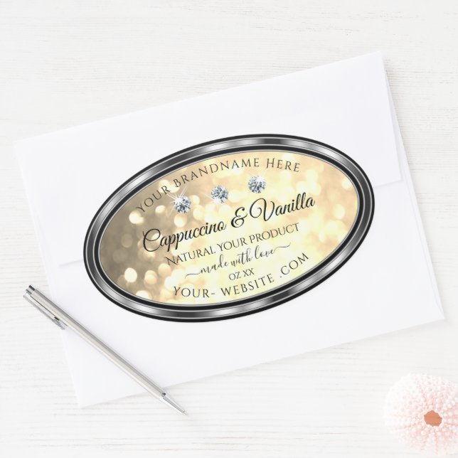 Luxury Champagne Glitter Product Labels Diamonds  (Envelope)