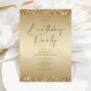 Luxury Champagne Gold 90th Birthday Invitation