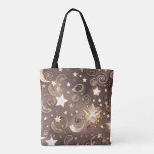 Luxury Champagne Gold Celestial Moon Tote Bag