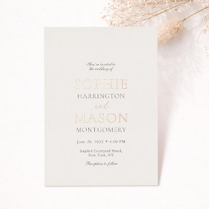 Luxury Champagne Gold Foil Wedding Invitation