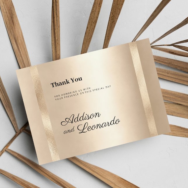 Luxury champagne gold glam minimalist Thank You  Invitation (Luxury champagne gold glam minimalist Thank You )