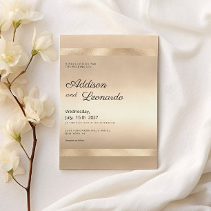 Luxury champagne gold glam minimalist wedding invitation