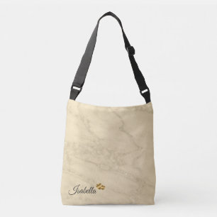 Luxury Champagne Gold Glitter Marble Add Text Crossbody Bag