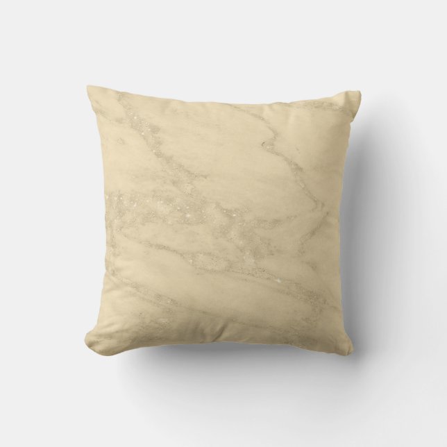 Luxury Champagne Gold Glitter Marble Cotton Cushion (Front)