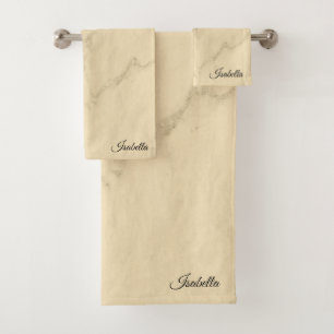 Luxury Champagne Gold Glitter Marble Customise Bath Towel Set