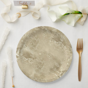 Luxury Champagne Gold Metallic Pattern Paper Plate