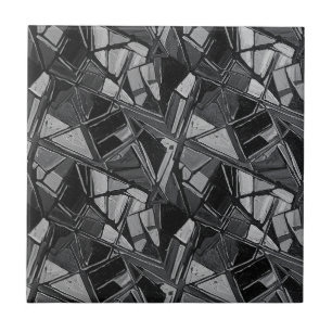 Luxury Charcoal Silver Abstract Oil Art Ceramic Tile