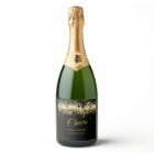 Luxury Cheers Mini Sparkling Wine Label Gold Black