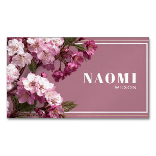 Luxury Cherry Blossom Gold Frame Magnetic Business Card