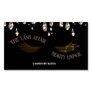 luxury chic black and gold dripping QRcode lashes  Magnetic Business Card