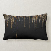 Luxury Chic Black Gold Sparkly Glitter Fringe
