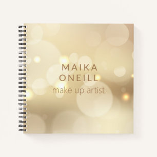 Luxury chic champagne gold bokeh personalised notebook