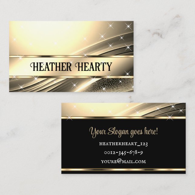 Luxury Chic Deluxe Liquid Light Gold Ombre Satin Business Card (Front/Back)