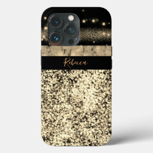 Luxury Chic Gold Glitter Signature Monogram iPhone 13 Pro Case