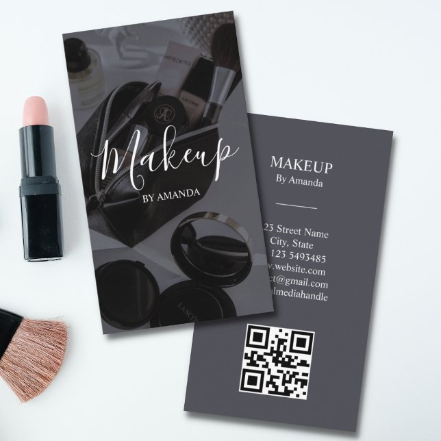 Luxury Chic Makeup Artist Beauty Salon QR Code Business Card (Creator Uploaded)