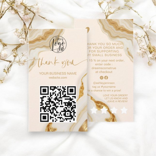 Luxury Chic Marble Gold Foil Thank You Order Business Card (Luxury Chic Marble Gold Foil Thank You Order Business Card)