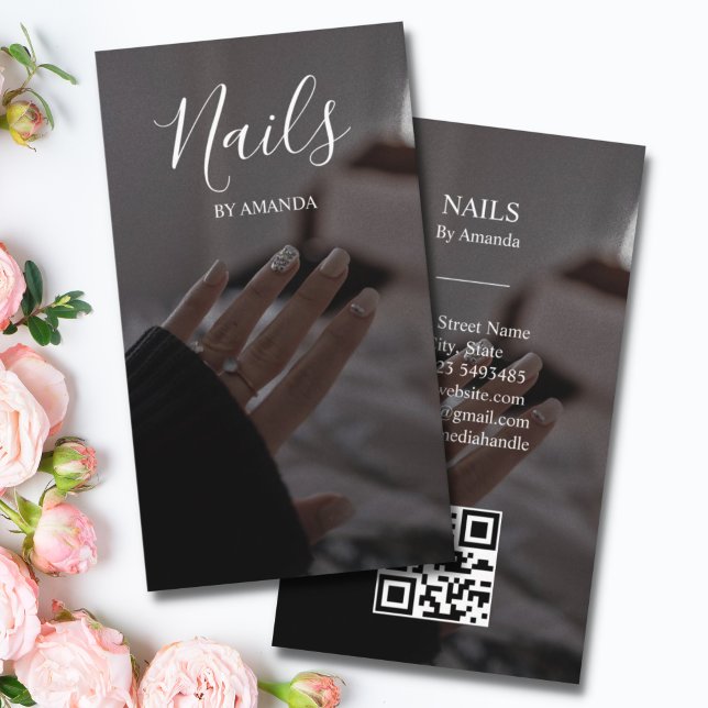 Luxury Chic Nails Salon Manicure QR Code Beauty  Business Card (Creator Uploaded)